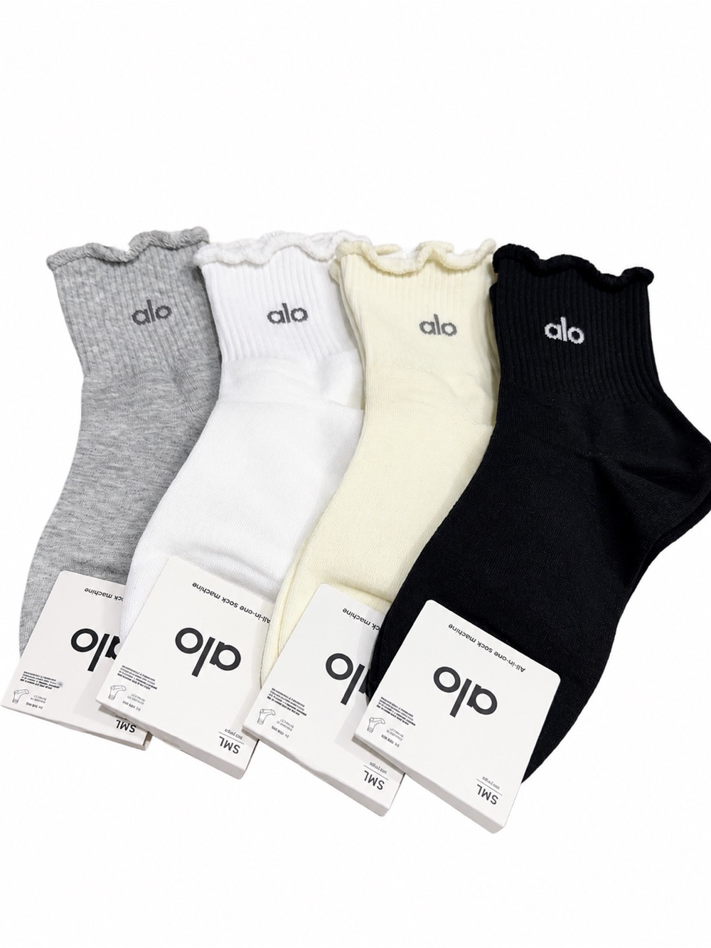Women's Ribbed Anklet Socks - 4-Pack (Gray, White, Cream, Black)